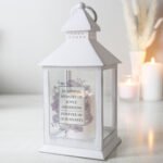 Personalised Soft Watercolour Design Rustic White Plastic Light-up Lantern - Image 2