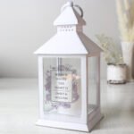 Personalised Soft Watercolour Design Rustic White Plastic Light-up Lantern - Image 4