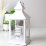 Personalised Soft Watercolour Design Rustic White Plastic Light-up Lantern - Image 5