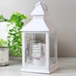 Personalised Soft Watercolour Design Rustic White Plastic Light-up Lantern - Image 6