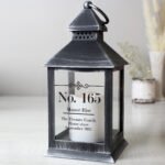 Personalised Elegant Diamond Design Rustic Black Plastic Light-up Lantern