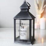 Personalised Elegant Diamond Design Rustic Black Plastic Light-up Lantern - Image 3