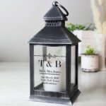 Personalised Elegant Diamond Design Rustic Black Plastic Light-up Lantern - Image 4