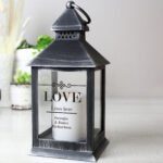 Personalised Elegant Diamond Design Rustic Black Plastic Light-up Lantern - Image 5