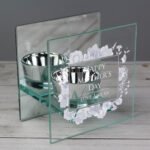 Personalised Soft Watercolour Design Mirrored Glass Tea Light Candle Holder - Image 2