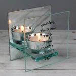Personalised Antique Scroll Design Mirrored Glass Tea Light Candle Holder