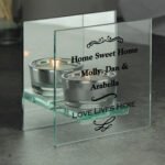 Personalised Antique Scroll Design Mirrored Glass Tea Light Candle Holder - Image 2