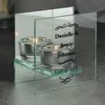Personalised Antique Scroll Design Mirrored Glass Tea Light Candle Holder - Image 5