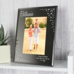 Personalised Swirls & Hearts Design Diamante 4×6 Portrait Mirrored Glass Photo Frame