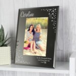 Personalised Swirls & Hearts Design Diamante 4×6 Portrait Mirrored Glass Photo Frame - Image 3