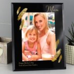 Personalised Golden Feather Design 5x7 Portrait Black Glass Photo Frame - Image 6