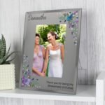 Personalised Butterflies & Flowers Design Diamante 4x6 Portrait Glass Photo Frame