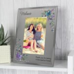 Personalised Butterflies & Flowers Design Diamante 4x6 Portrait Glass Photo Frame - Image 3