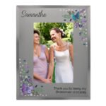 Personalised Butterflies & Flowers Design Diamante 4x6 Portrait Glass Photo Frame - Image 5