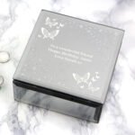 Personalised White Butterfly Design Diamante Glass Trinket Box - Image 3