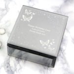 Personalised White Butterfly Design Diamante Glass Trinket Box - Image 7