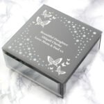 Personalised White Butterfly Design Diamante Glass Trinket Box - Image 8