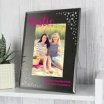 Personalised '#Bestie' Diamante 4×6 Portrait Mirrored Glass Photo Frame