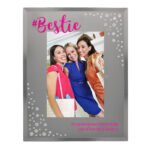 Personalised '#Bestie' Diamante 4×6 Portrait Mirrored Glass Photo Frame - Image 4