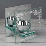 Personalised Diamante Effect Mirrored Glass Tea Light Candle Holder - Image 3