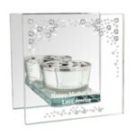 Personalised Diamante Effect Mirrored Glass Tea Light Candle Holder - Image 5