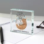 Personalised Daddy Bear 'Happy 1st Father's Day' Crystal Glass Token - Image 2