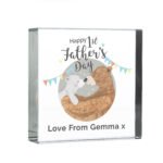 Personalised Daddy Bear 'Happy 1st Father's Day' Crystal Glass Token - Image 3