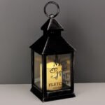 Personalised 'Mr and Mrs' Hearts Design Rustic Black Plastic Light-up Lantern - Image 2