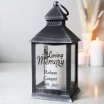 Personalised 'In Loving Memory' Rustic Black Plastic Light-up Lantern