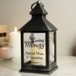 Personalised 'In Loving Memory' Rustic Black Plastic Light-up Lantern - Image 2