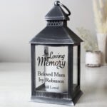 Personalised 'In Loving Memory' Rustic Black Plastic Light-up Lantern - Image 4