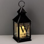 Personalised Initial & Name Rustic Black Plastic Light-up Lantern - Image 2