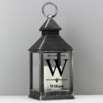 Personalised Initial & Name Rustic Black Plastic Light-up Lantern - Image 4