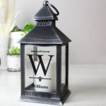 Personalised Initial & Name Rustic Black Plastic Light-up Lantern - Image 5