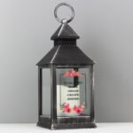 Personalised Any Message Floral Design Rustic Black Plastic Light-up Lantern - Image 3