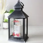 Personalised Any Message Floral Design Rustic Black Plastic Light-Up Lantern - Image 5