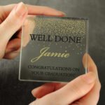 Personalised Any Message Gold Confetti Design Crystal Glass Token - Image 2