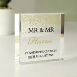 Personalised Any Message Gold Confetti Design Crystal Glass Token - Image 3