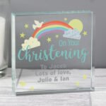 Personalised 'On Your Christening' Rainbow Design Crystal Glass Token - Image 3