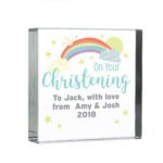 Personalised 'On Your Christening' Rainbow Design Crystal Glass Token - Image 5