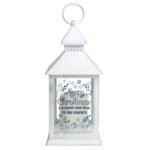 Personalised Christmas Frost Design ‘Merry Christmas’ Rustic White Plastic Light-up Lantern - Image 5