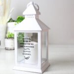 Personalised Antique Scroll Design Rustic White Plastic Light-up Lantern - Image 3