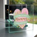 Personalised Floral Heart Design Mirrored Glass Tea Light Candle Holder