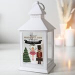 Personalised Christmas Nutcracker Design Rustic White Plastic Light-up Lantern