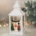 Personalised Christmas Nutcracker Design Rustic White Plastic Light-up Lantern - Image 4