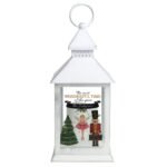 Personalised Christmas Nutcracker Design Rustic White Plastic Light-up Lantern - Image 3