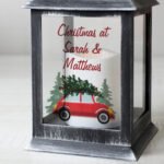 Personalised Driving Home For Christmas Rustic Black Plastic Light-up Lantern - Image 2