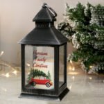 Personalised Driving Home For Christmas Rustic Black Plastic Light-up Lantern - Image 3