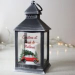 Personalised Driving Home For Christmas Rustic Black Plastic Light-up Lantern - Image 4