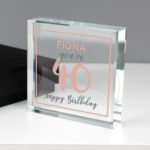 Personalised Birthday Rose Gold Crystal Glass Token - Image 3